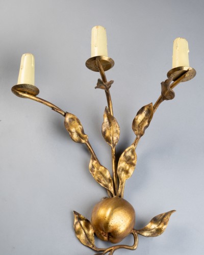 Pair of gold metal appliques - Lighting Style 50