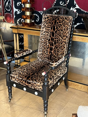 Grand fauteuil en bois noirci - Sièges Style Louis-Philippe