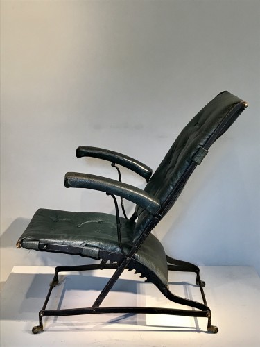 Fauteuil en fer forgé et cuir vert - Bellechasse 29 galerie