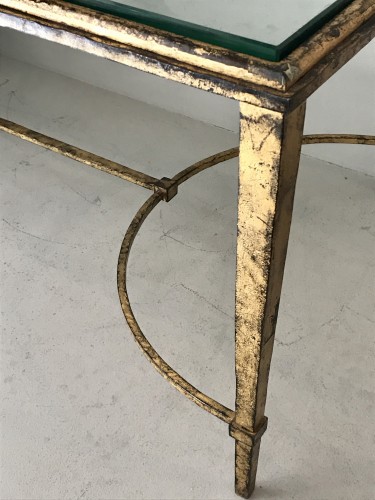 20th century - Coffee table in gilded wrought iron