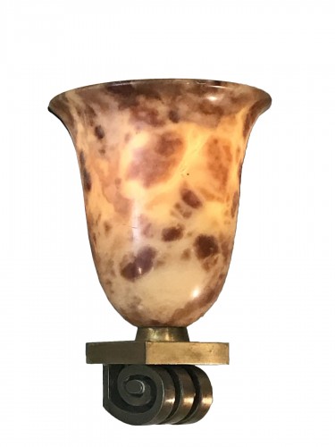 A pair of alabaster wall lightening vase