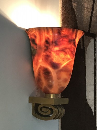 A pair of alabaster wall lightening vase - Art Déco