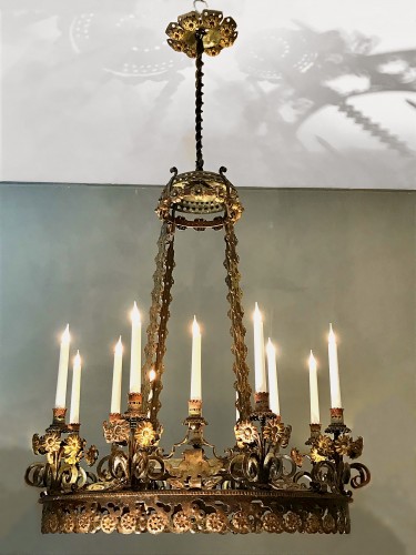 Wrought iron chandelier - Lighting Style Art Déco