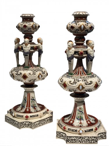 Pair of Worcester candelabra