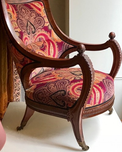 19th century - 19th Comfortable mahogany armchair