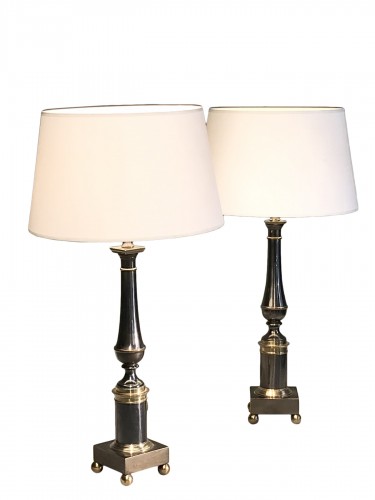 Pair of metal lamps