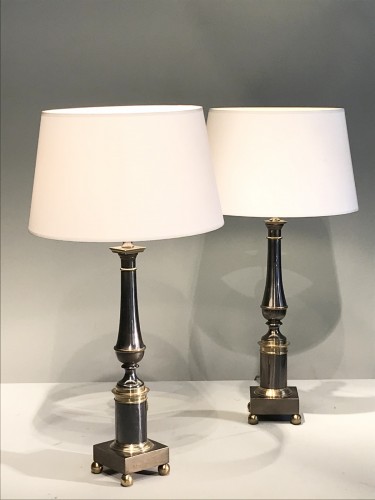 20th century - Pair of metal lamps