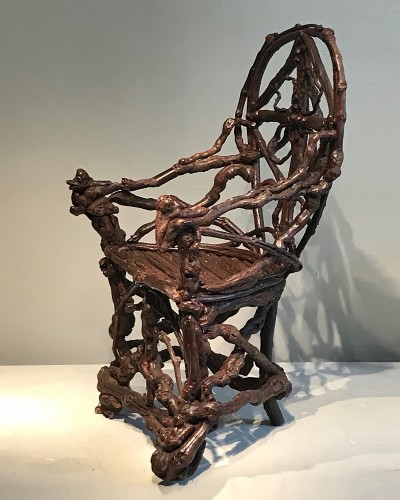 Extraordinary armchair composed of an assembly of branches of wood. - Napoléon III