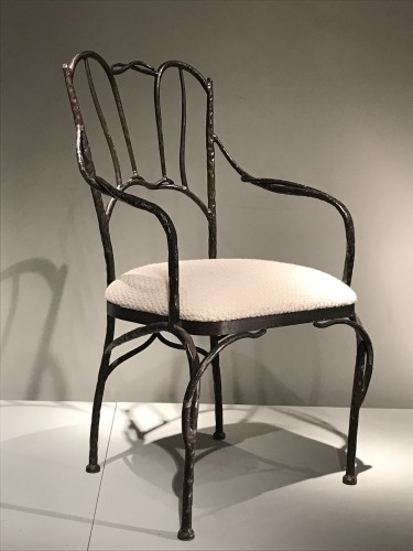 Série de quatre fauteuils en fer noirci - Sièges Style Années 50-60