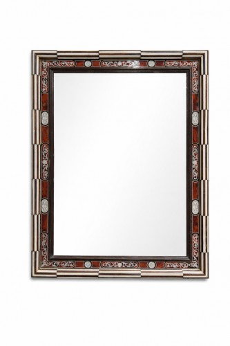 Grand cadre en style baroque en ébène, os et écaille - Italie19e siècle