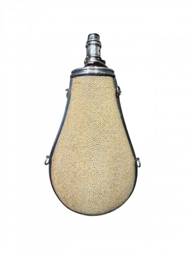 Shagreen/rayskin Powder Box With Silver Mount - France 19th Century