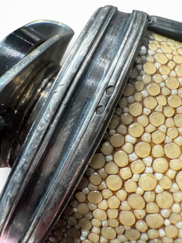 Shagreen/rayskin Powder Box With Silver Mount - France 19th Century - 