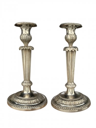 Pair Of Solid Silver Candlesticks, Louis XVI Period (1782, Antwerp Belgium)