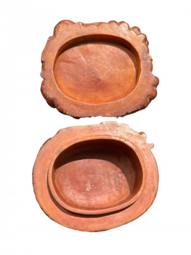 XIXe siècle - Boîte japonaise en buis sculpté, Japon époque Meiji (vers 1868–1912)