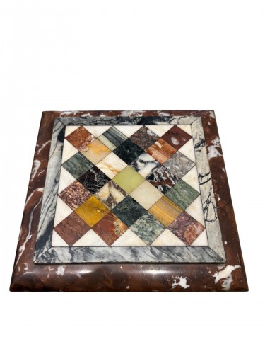 Collection de 4 Plaques en marqueterie de marbre ‘Grand tour’ - Italie 19e siècle - Objets de Curiosité Style 