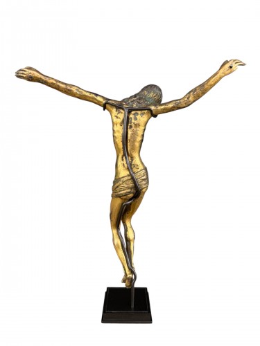 Art sacré, objets religieux  - Figure de Christ ‘Corpus Christi’ en bronze doré au feu - Italie fin du 16e siècle