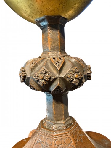 Calice avec memento mori gothique en cuivre et cuivre doré - italie 15e siècle - Bergmans Scott Fine Arts