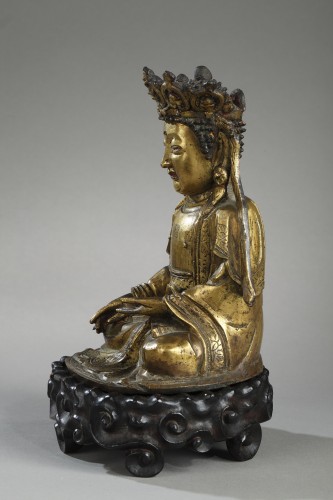Asian Works of Art  - Figure of Bodhisattva Gold bronze - 1600/1640