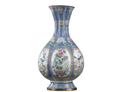 Vase en émail de Canton, Chine 19e siècle