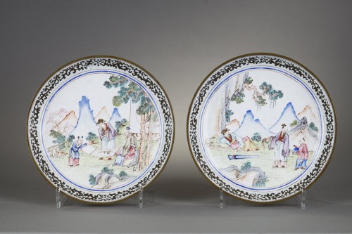 18th century - Pair of Canton email cups - 18th century