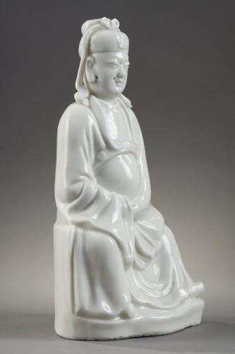 Guandi figure Blanc de Chine porcelain . Kangxi period 1662/1722 - Asian Works of Art Style 