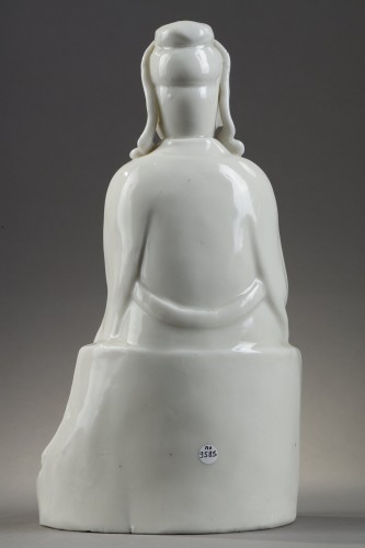 Asian Works of Art  - Guandi figure Blanc de Chine porcelain . Kangxi period 1662/1722