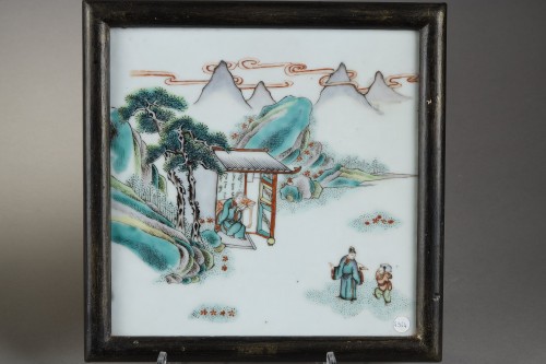 Asian Works of Art  - Pair plaques Famille verte - 19th century