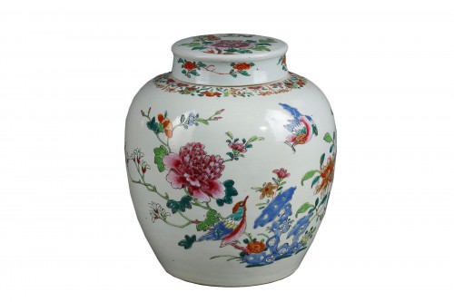 Pot a gingembre et son couvercle Famille rose - Epoque Qianlong 18em siècle
