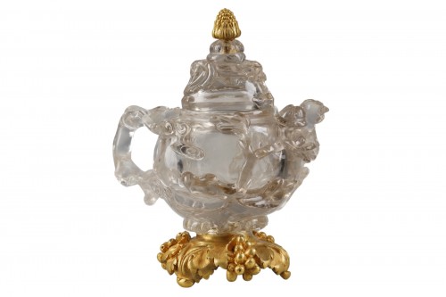 Carved rock crystal vase in the shape of a jug. China 19th century