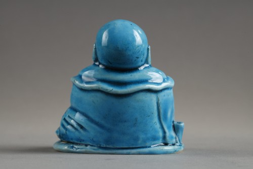 Chinese turquoise biscuit pair of Budai  - Kangxi period 1662/1722 - 