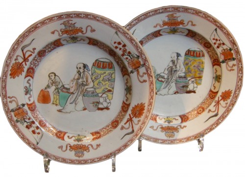 Pair of plates porcelain &quot;famille verte&quot;