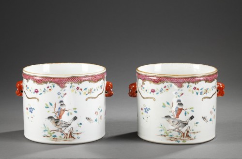 Pair wine coolers porcelain - Chinese export - 18° century - Porcelain & Faience Style 