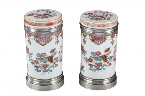 Pair of box "Famille Rose" porcelain  - Qianlong period 1736/1795