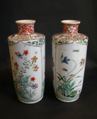 Pair of vases &quot;Famille verte &quot; porcelain Kangxi period  (1662-1722) - Asian Works of Art Style 