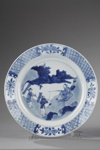 Pair &quot;blue and white&quot; porcelain plates - Kangxi period 1662/1722 - Asian Works of Art Style 