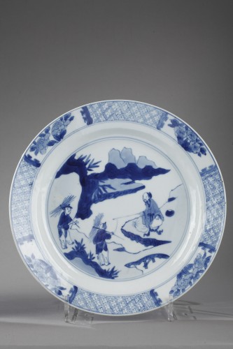 Asian Works of Art  - Pair &quot;blue and white&quot; porcelain plates - Kangxi period 1662/1722