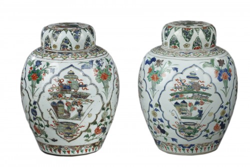 Vases à gingembre et leurs couvercles - Famille verte - Epoque Kangxi 1662/1722