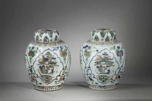 Vases à gingembre et leurs couvercles - Famille verte - Epoque Kangxi 1662/1722 - Bertrand de Lavergne