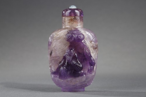 Snuff bottle rock crystal amethyst  - 19th century - Asian Works of Art Style 
