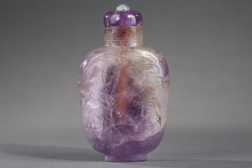 Asian Works of Art  - Snuff bottle rock crystal amethyst  - 19th century