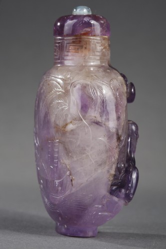 XIXe siècle - Tabatière en cristal de roche ametysté - 19e siècle
