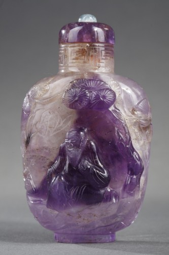Snuff bottle rock crystal amethyst  - 19th century - 