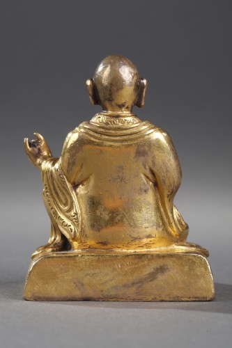 Petite statuette de Lhama en bronze doré - Tibet 18e siècle - Bertrand de Lavergne