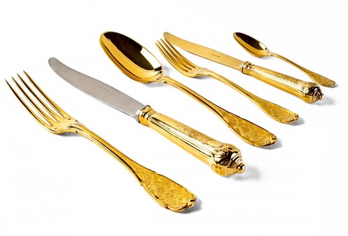 Puiforcat - Elysée Vermeil Sterling Silver Flatware Cutlery Set - 70 Pieces