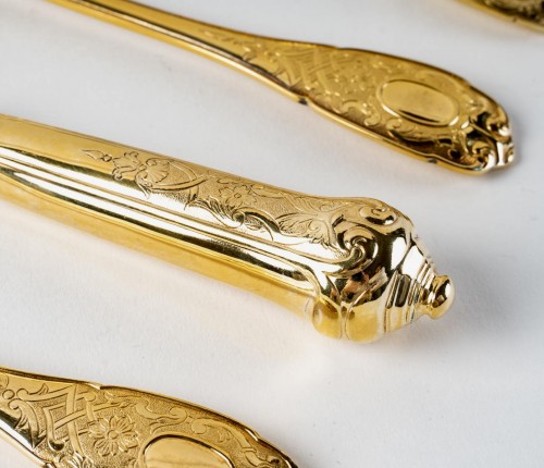 Puiforcat - Elysée Vermeil Sterling Silver Flatware Cutlery Set - 70 Pieces - 