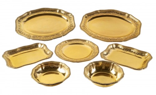 Puiforcat - Suite Of Elysée Vermeil Sterling Silver Serving Dishes - 7 Piec