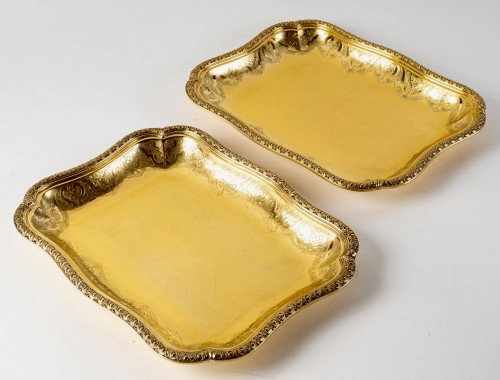 Antiquités - Puiforcat - Suite Of Elysée Vermeil Sterling Silver Serving Dishes - 7 Piec