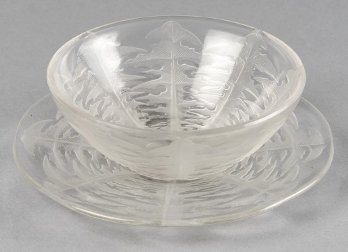 1924 René Lalique - Set Of  Pissenlit 10 Bowls Cups &amp; 10 Plates Glass  - Glass & Crystal Style Art Déco