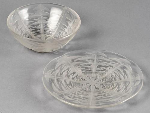 Glass & Crystal  - 1924 René Lalique - Set Of  Pissenlit 10 Bowls Cups &amp; 10 Plates Glass 