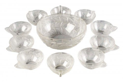 1931 René Lalique - Set Ormeaux - Bowl Salad and 10 Cups